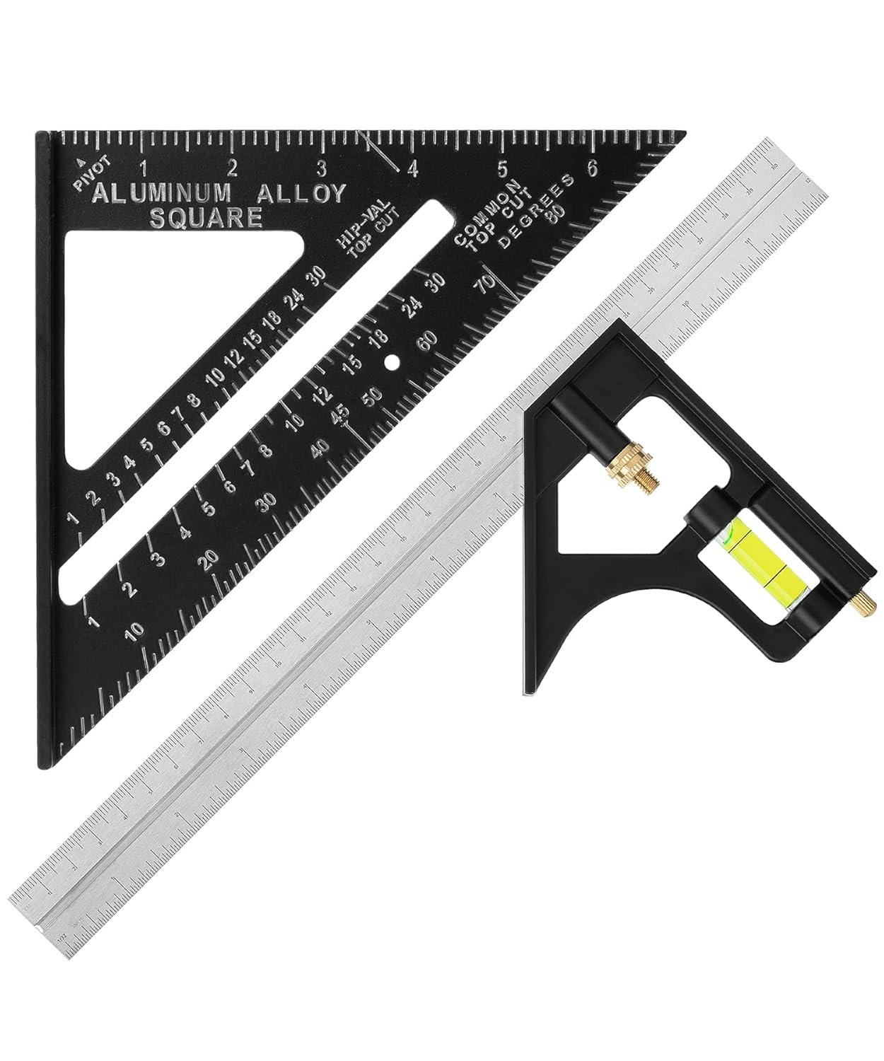 Mr. Pen- Rafter Square and Combination Square Tool Set, Black, 7″ Square, 12″ Aluminum Carpenter Square, Framing Square, Square Tool, Woodworking Square, Combo Square, 7 Inch