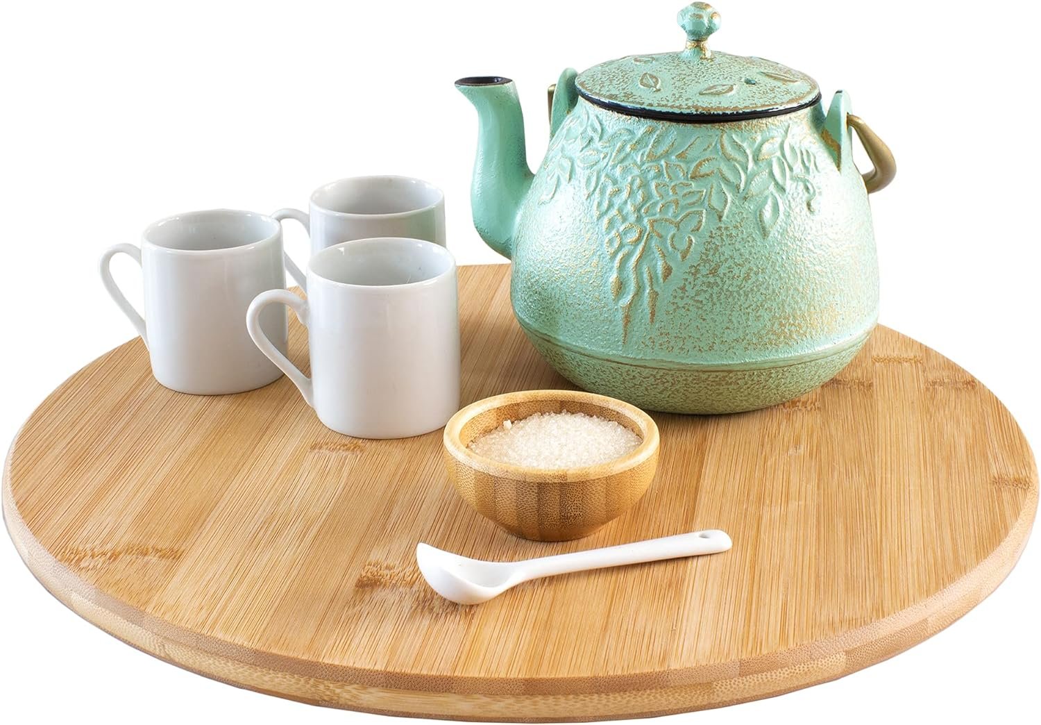 TB Home Lazy Susan Organizer for Cabinet, Pantry or Tabletop – 14″ Bamboo Turntable for Kitchen, Counter or Spice Rack Storage