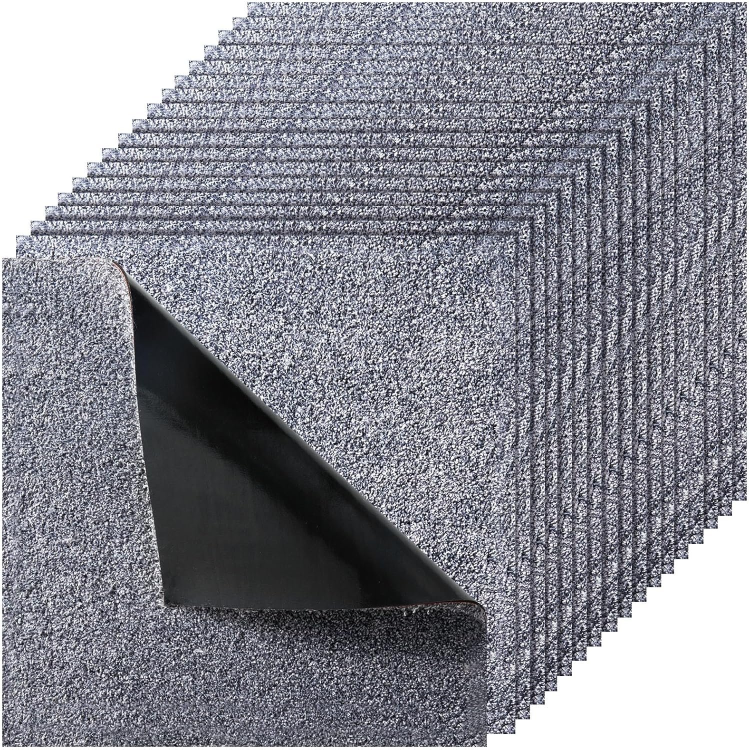 VEVOR Carpet Tiles 18×18 inch, 10 Pack Carpet Square Rug Detachable & Damage-Free, Self Adhesive Home Floor Soft Plush Padded for 22.5sq.ft Coverage, Easy DIY for Living Room & Bedroom, Gray