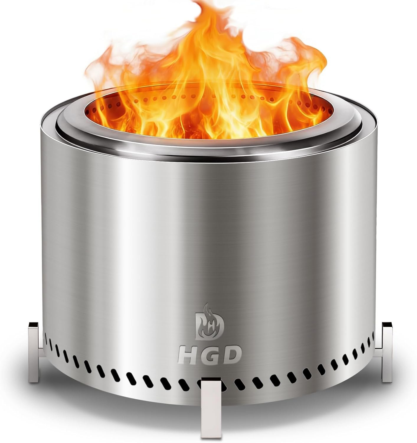 HGD 20 Inch Smokeless Patio Fire Pit, Outdoor Wood Burning Stove, Stainless Steel Firepit for Backyard, Patio, Garden, Picnic