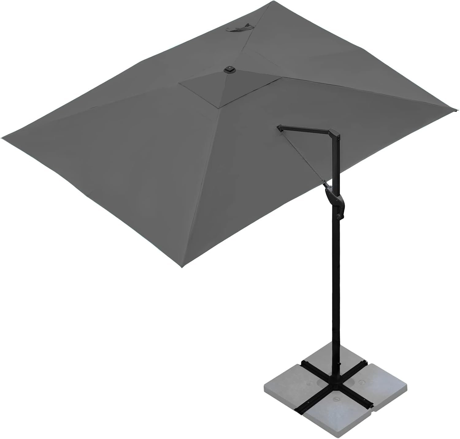 Sunnyglade 10x13Ft Cantilever Patio Umbrella Rectangular Deluxe Offset Grey | 360°Rotation Offset Patio Umbrella UV-Resistant Waterproof 4-Level Tilt & Sturdy Aluminum Frame for Garden Deck Pool Yard