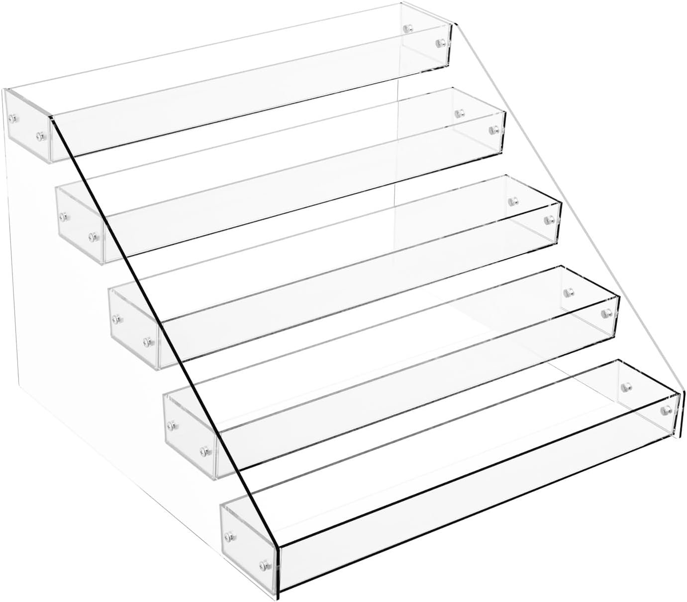 Tiered Spice Rack Acrylic, 5 Tier Clear Spice Rack Organizer for Cabinet, Vertical Spice Rack Shelf Durable Kitchen Seasoning Organizer for Countertop, Cabinet, Pantry, Kitchen Storage (5 Tier)