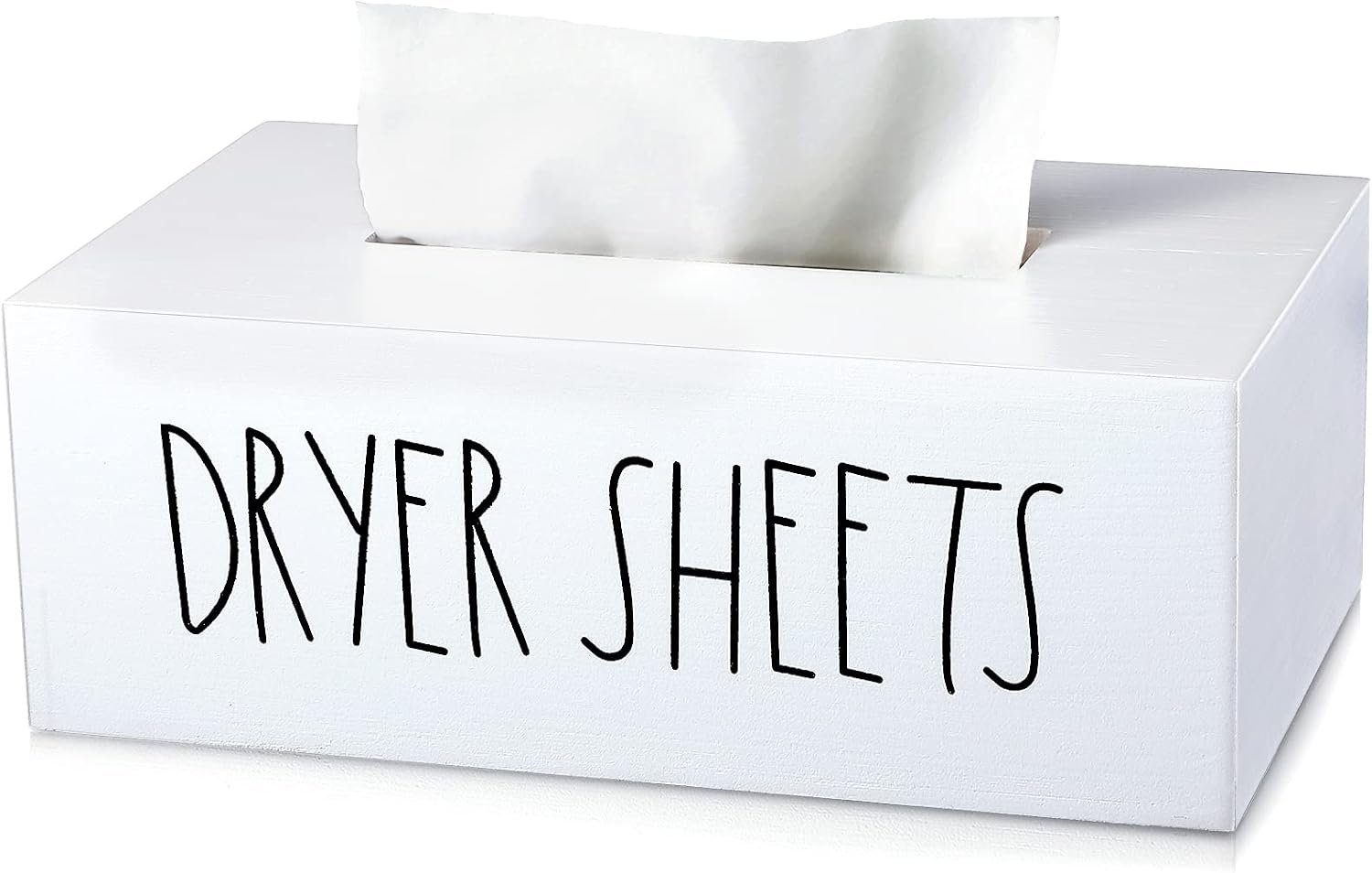 Dryer Sheet Holder Dispenser Container Dryer Sheet Storage Box for Laundry Room Decor Light Luxury Style Fabric Softener Dispenser for Organizing Decorations (White,Wood)