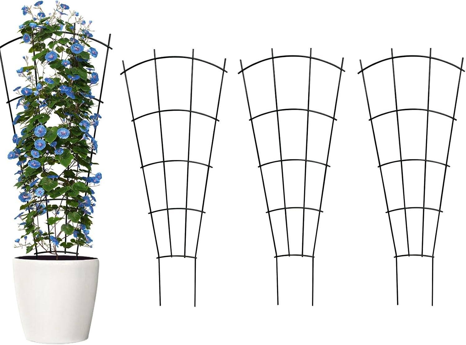 32″ Metal Plant Trellis, Climbing Plant Support, 4 Pack (Black) | Rust-resistant coating | Sturdy metal frame | Easy installation | Indoor outdoor use | Roses, vines, flowers & vegetables