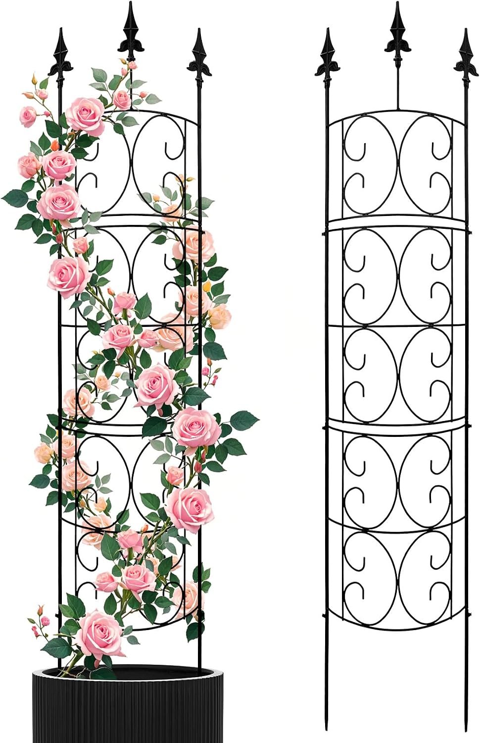 2 Pack 56.7” H x 12” W Garden Trellis for Climbing Plants Outdoor, Rustproof Metal Garden Flower Trellis, Rose Trellis for Outdoor Indoor Climbing Plants Clematis Vines Flowers Potted Plants, Tomato