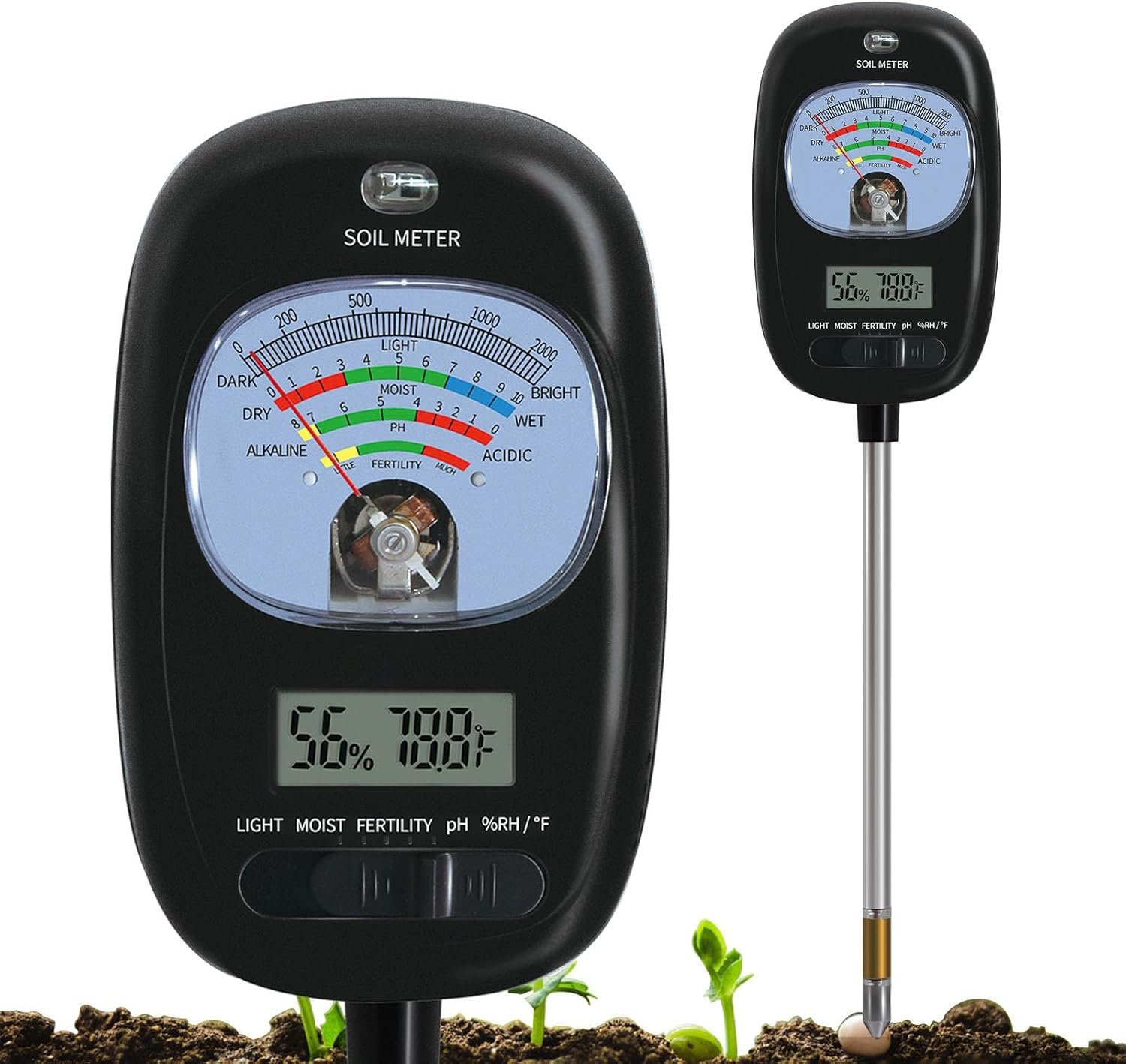 7-in-one Soil Test Kit, Soil Moisture Meter/PH Meter/Sunlight Intensity/Fertility Soil Tester, LCD Display Air & Soil Hygrometer Temperature for Hous Plants Garden, Farm, Lawn Care Moisture Meter | Soil Moisture Meter/PH Meter/Sunlight Intensity/Fertility Soil Tester, LCD Display Air & Soil Hygrometer Temperature